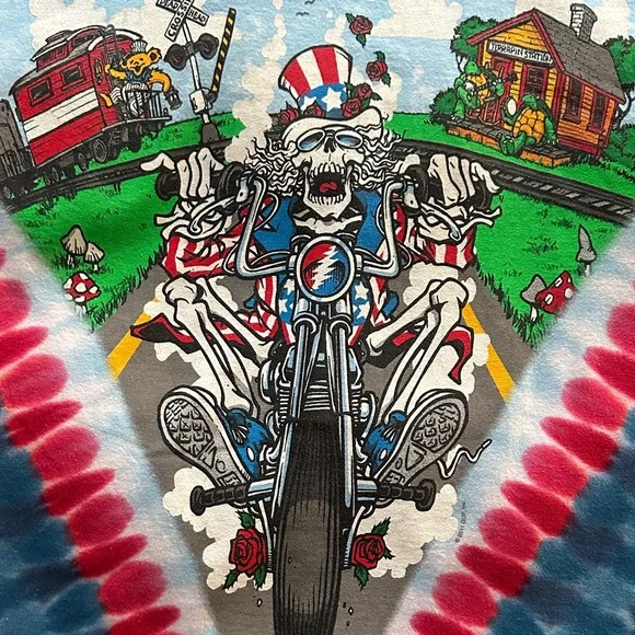 Liquid Blue Patriotic Motorcycle Tie-Dye Tee - Picture 2 of 8